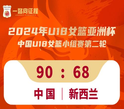 女篮U18亚洲杯：张子宇20中16爆砍36+13+4中国9068新西兰