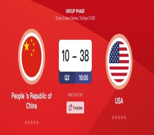 U17中国男篮首节落后美国28分全队出现12次失误多次过不了半场